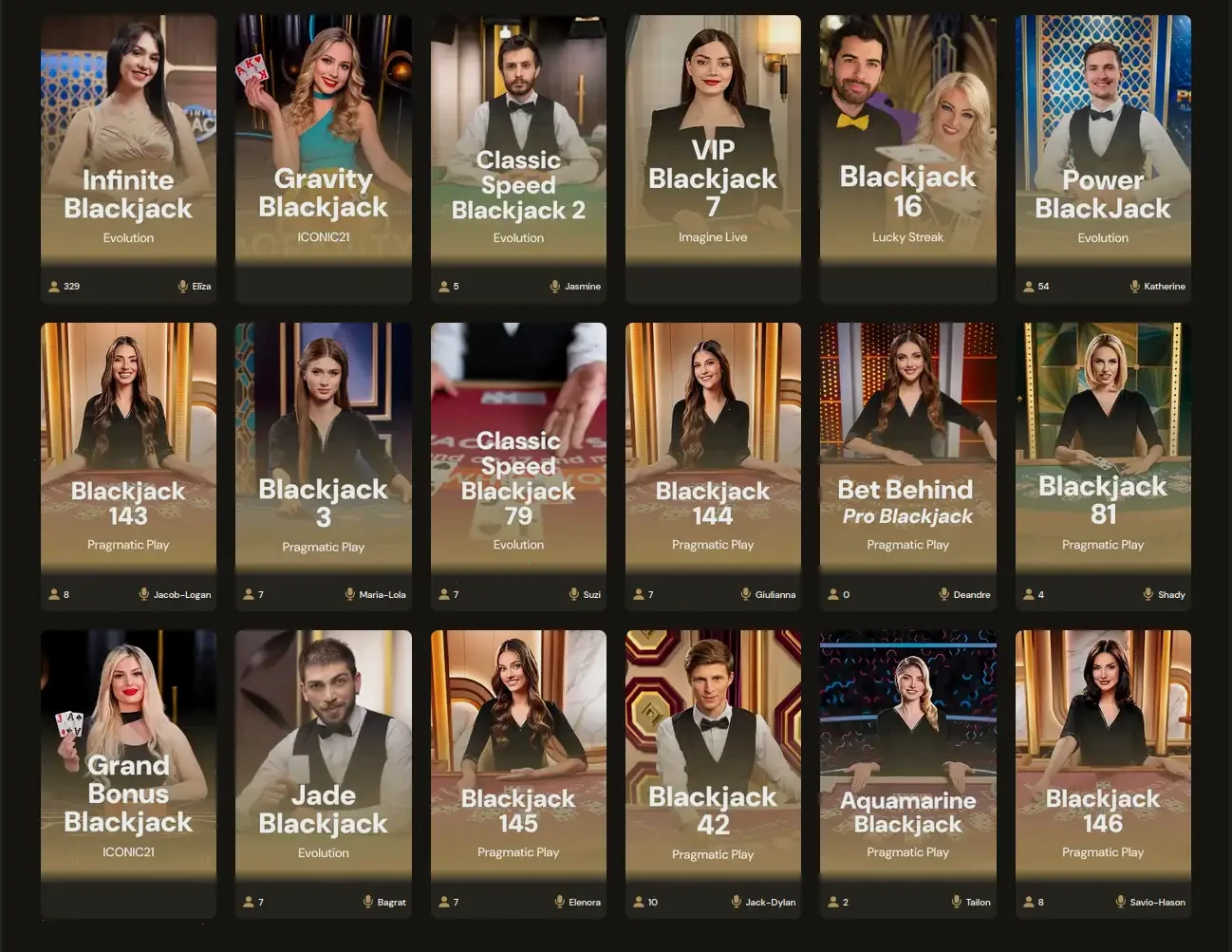 Live dealer blackjack table at Inclave Casino with Canadian players